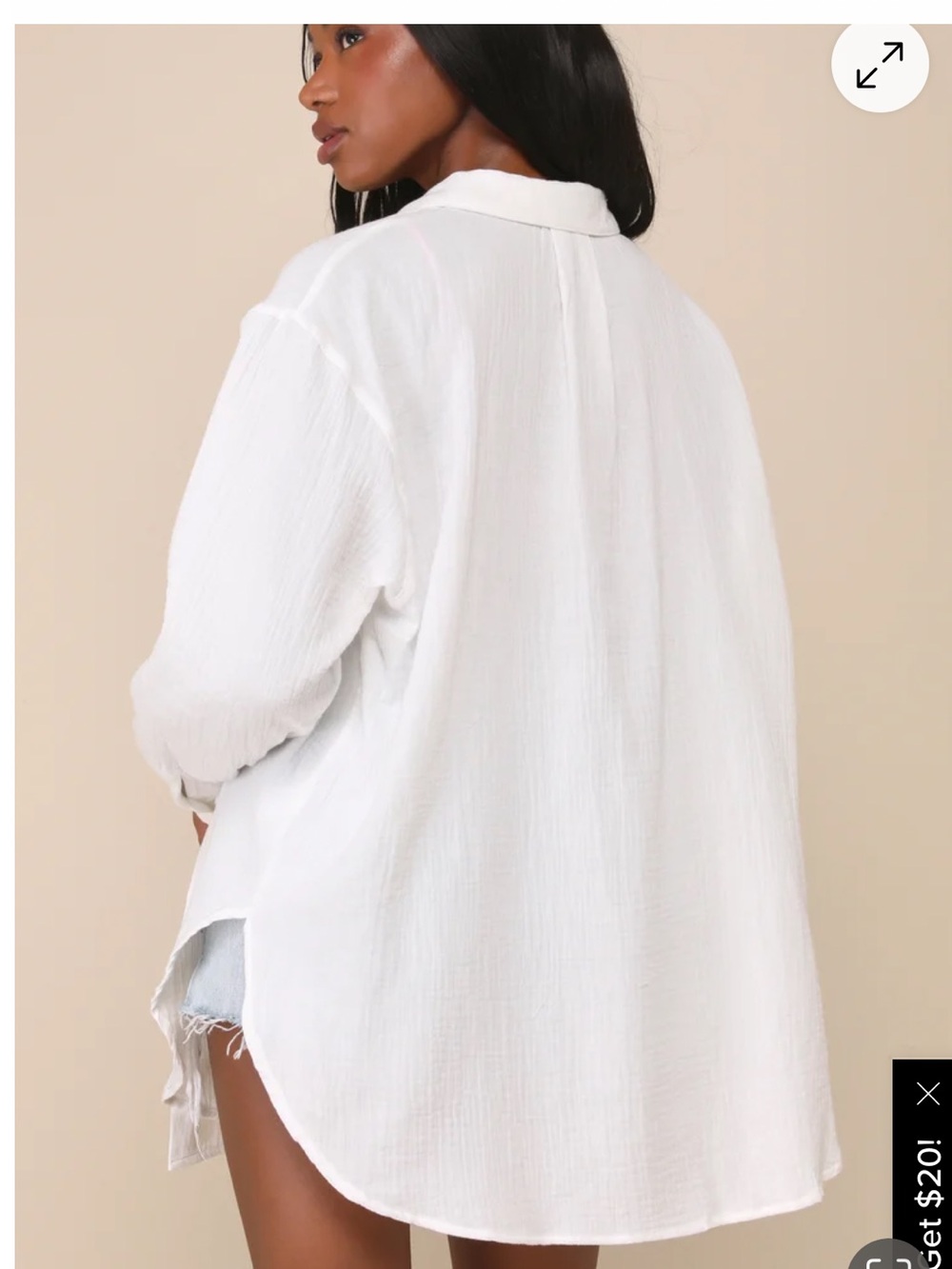 Easy To See White Oversized Button-Up
Top
Color: White